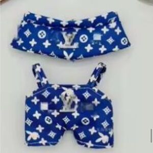 Labubu clothes 2 pc blue LV overalls & hat for Pop marts Labubu doll. New